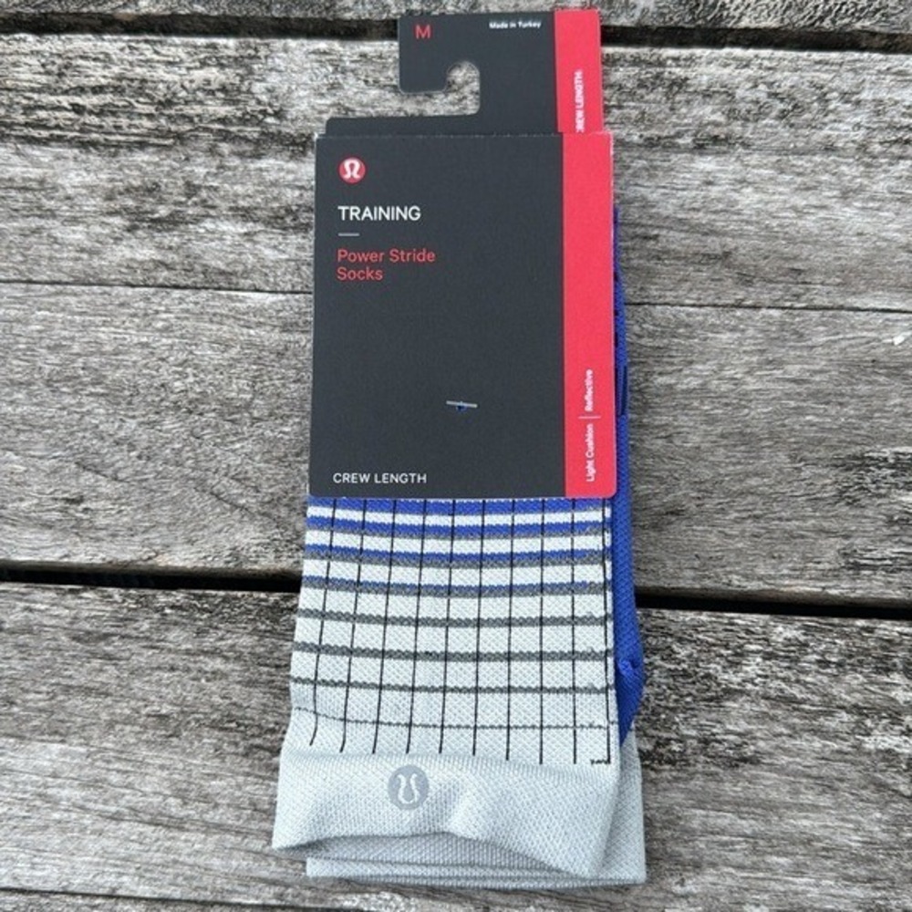 Lululemon Men's Power Stride Crew Socks Reflective Size Medium NWT ✨